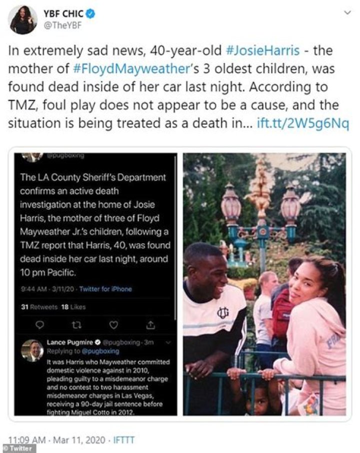 Josie Harris, Floyd Mayweather's Ex-GF, Passes Away At 40