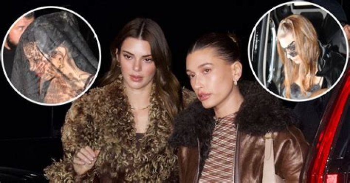 Kendall Jenner and Hailey Bieber Stun in Sexy Sheer Black Lace Lingerie Masquerade Outfits: Photos